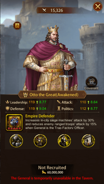 This image depicts the Evony General Otto the Great.