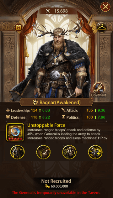This image depicts the Evony General Ragnar
